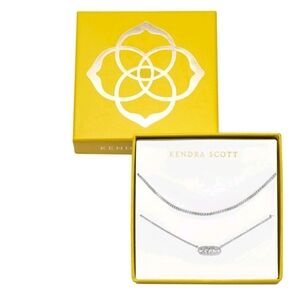 New! Kendra Scott Emma Filligree pendant necklace 2 piece set rare silver color